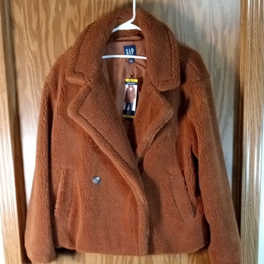 GAP Brown Teddy Jacket Plush Comfort, Casual, Cozy Style, Fall